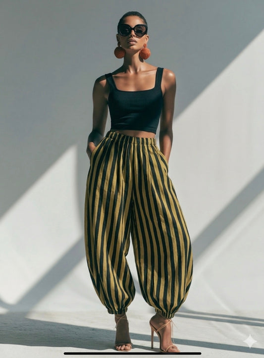 Pantalón bombacho rayas